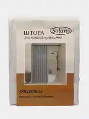 Молочный штора для ванной комнаты тканевая Solano, 180 х 200 см, c кольцами, текстура льна, с утяжелителем