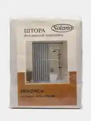 Молочный штора для ванной комнаты тканевая Solano, 180 х 200 см, c кольцами, текстура льна, с утяжелителем