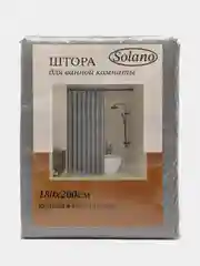 Приглушённый хаки штора для ванной комнаты тканевая Solano, 180 х 200 см, c кольцами, текстура льна, с утяжелителем