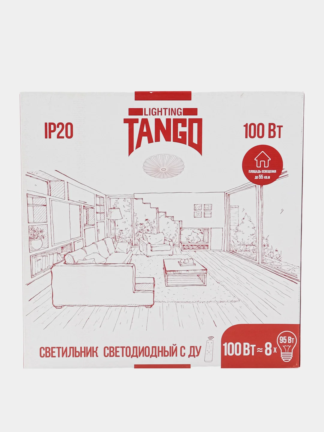 Светильник потолочный, люстра LED "КРИСТАЛЛ" 100Вт, 500 х 100, осн 450, с ИК ДУ TANGO