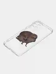 Бежевый чехол на Samsung Galaxy A33 5G / Галакси А33 5G прозрачный, с рисунком, защита камеры