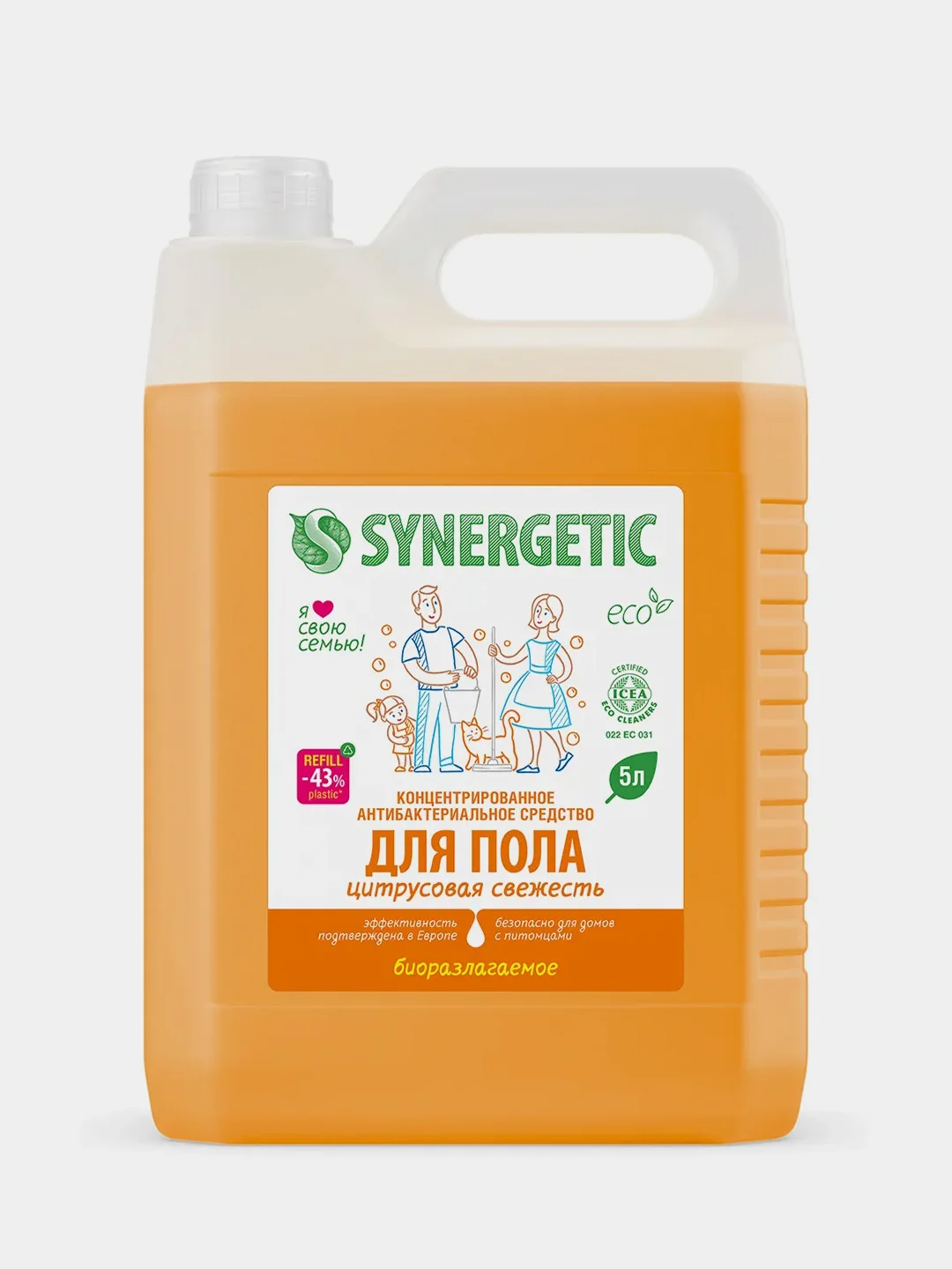 Средство для мытья пола SYNERGETIC "Цитрусовая свежесть", 5 л