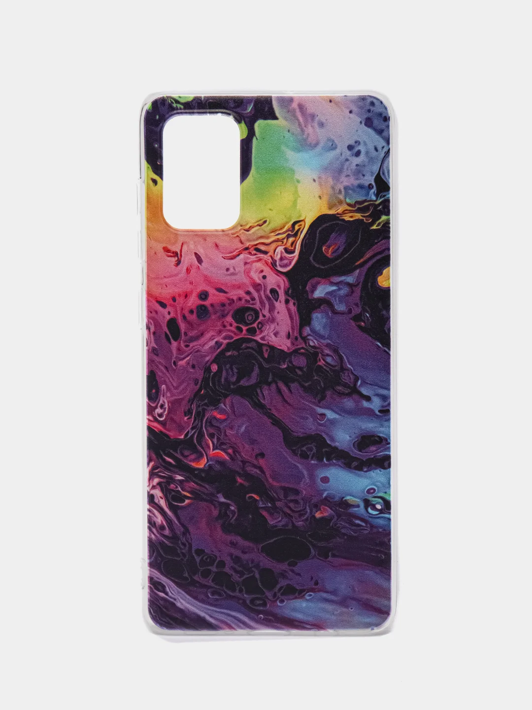 Пурпурный чехол на Samsung Galaxy A71 4G / Самсунг А71 4G прозрачный, с рисунком, защита камеры