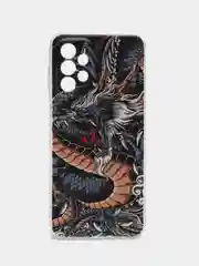 Коричневый чехол силиконовый на Samsung Galaxy A23 / Самсунг А23 прозрачный с рисунком, защита камеры