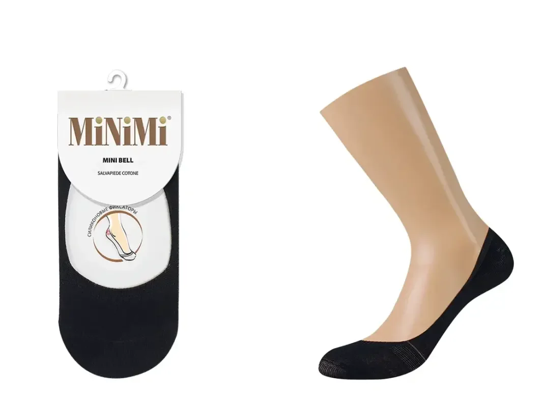 Черный подследники MiNiMi женские BELL, следки, летние, хлопок