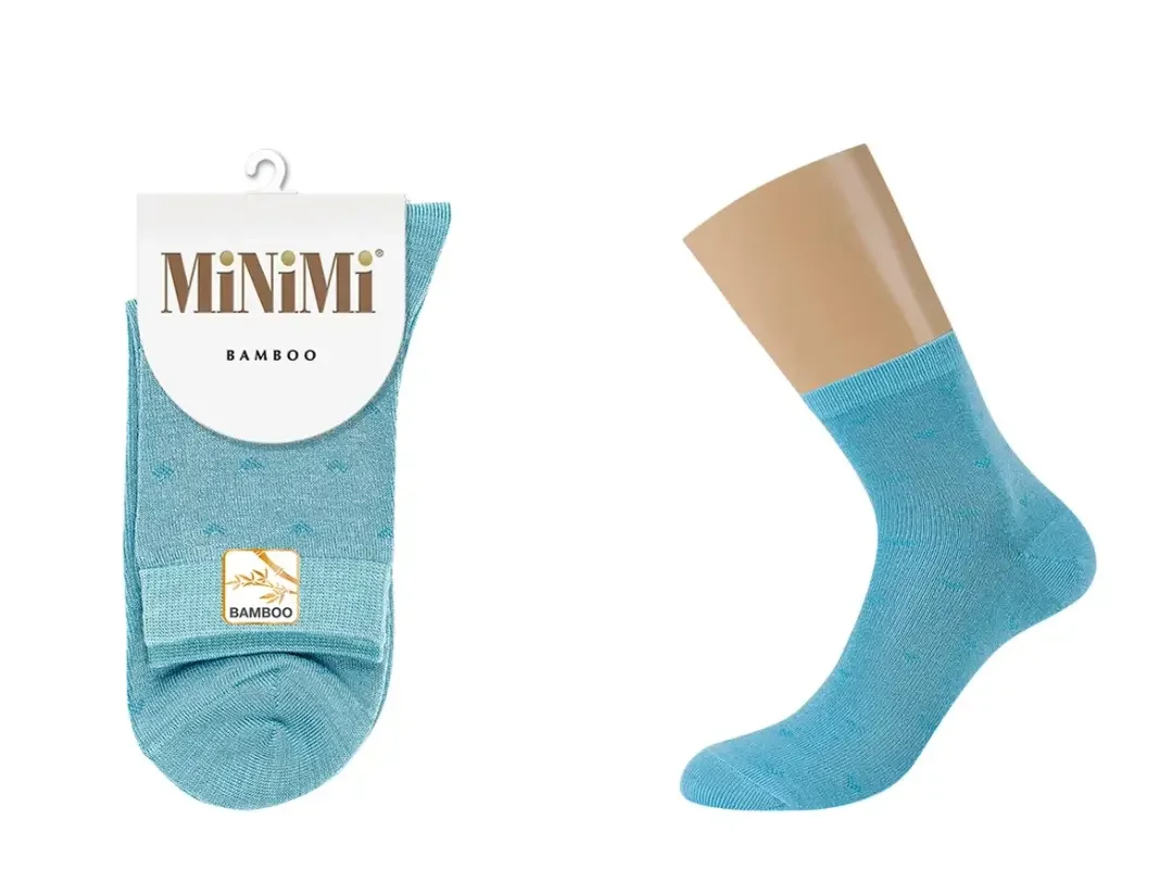 Голубой носки MiNiMi женские BAMBOO 2202, высокие, с удобной резинкой