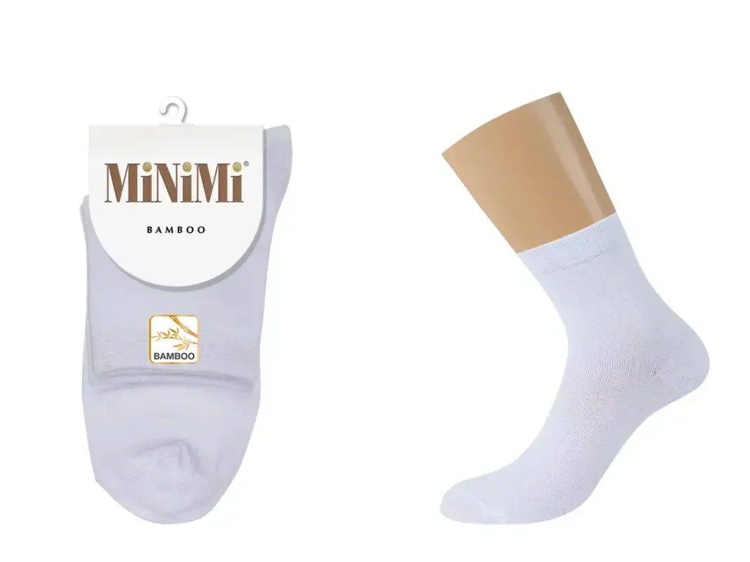 Белый носки MiNiMi женские BAMBOO 2202, высокие, с удобной резинкой