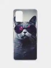 Синий меланж чехол на Samsung Galaxy A71 4G / Самсунг А71 4G прозрачный, с рисунком, защита камеры