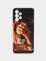 Светло-бежевый чехол на Samsung Galaxy A33 5G / Галакси А33 5G прозрачный, с рисунком, защита камеры