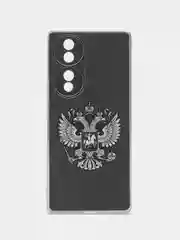 Приглушённый хаки силиконовый чехол на Honor 70 / Хонор 70 прозрачный, с рисунком, защита камеры