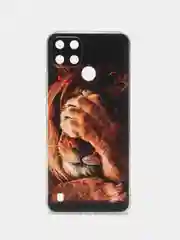 Светло-бежевый силиконовый чехол на Oppo Realme C21Y/C25Y / Оппо Реалми C21Y/C25Y прозрачный, с рисунком