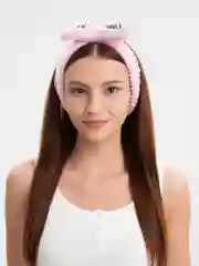 Розовый косметическая повязка на голову OMG / повязка бант/ повязка плюшевая / повязка впитывающая
