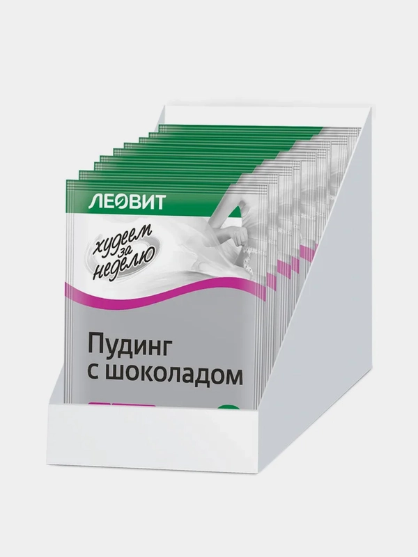 Пудинг с шоколадом. Леовит, Худеем за неделю, 5 пакетов по 50 г. Упаковка 250 г