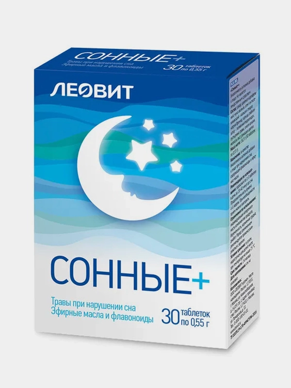БАД для улучшения сна Леовит "Сонные+", 30 таблеток по 0,55 г