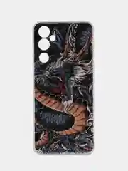 Коричневый чехол на Tecno Pova Neo 2 / Текно Пова Нео 2 прозрачный, с рисунком, защита камеры