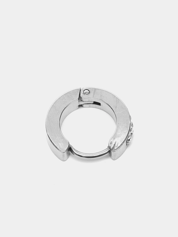 Серьга из нержавеющей стали инкрустированная стразами, серьга-кольцо для ушей сталь