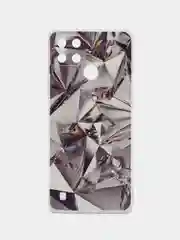 Серый металлик силиконовый чехол на Oppo Realme C21Y/C25Y / Оппо Реалми C21Y/C25Y прозрачный, с рисунком