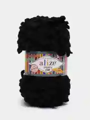 Черный пряжа Puffy Fine Alize 14 м, 100 гр