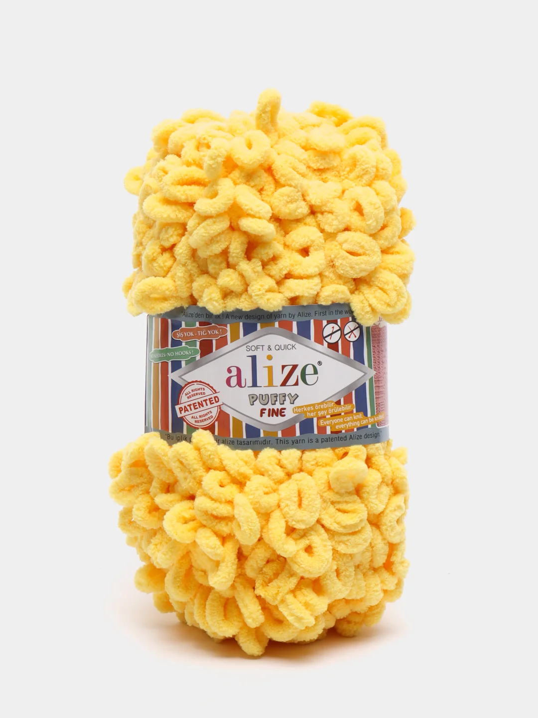 Желтый пряжа Puffy Fine Alize 14 м, 100 гр