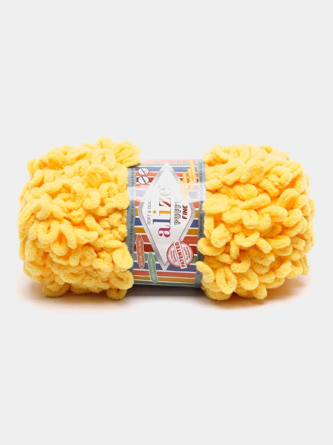 Желтый пряжа Puffy Fine Alize 14 м, 100 гр