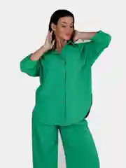 Оливковый костюм женский с брюками