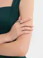 Серебряный кольцо перстень Good Luck с кристаллом, безразмерное/ открытое кольцо (унисекс)