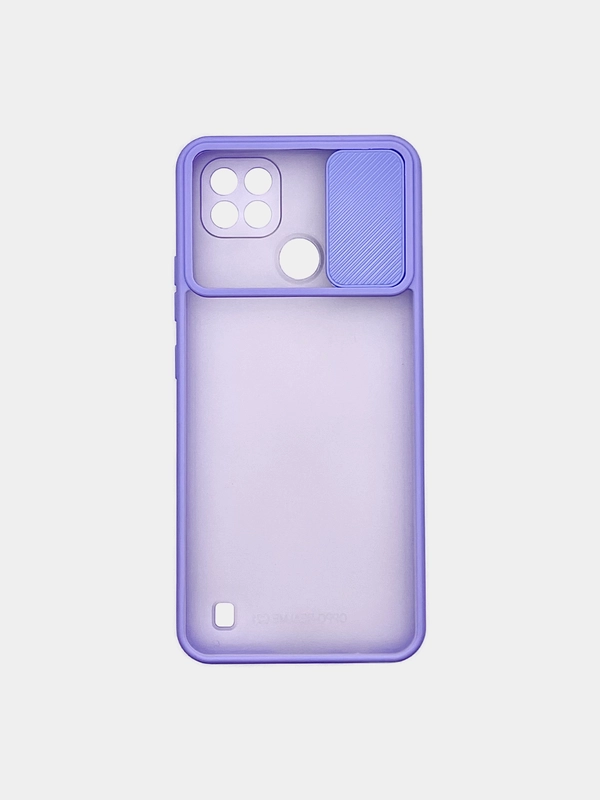 Чехол для Realme C21 (Реалми С21) со шторкой для защиты камеры, прозрачный, матовый