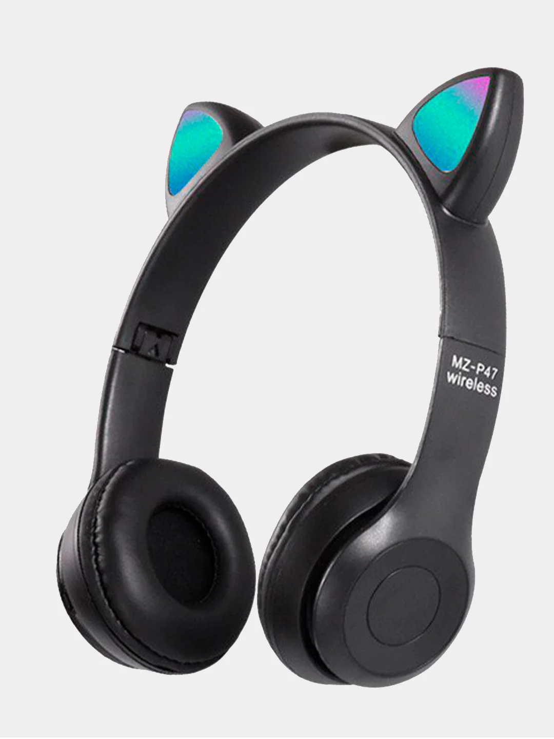 Голубой беспроводные наушники светящиеся ушки кошки MZ-P47 Bluetooth 5.0 с микрофоном, FM SD Mp3