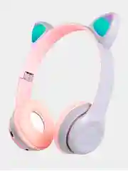 Голубой беспроводные наушники светящиеся ушки кошки MZ-P47 Bluetooth 5.0 с микрофоном, FM SD Mp3