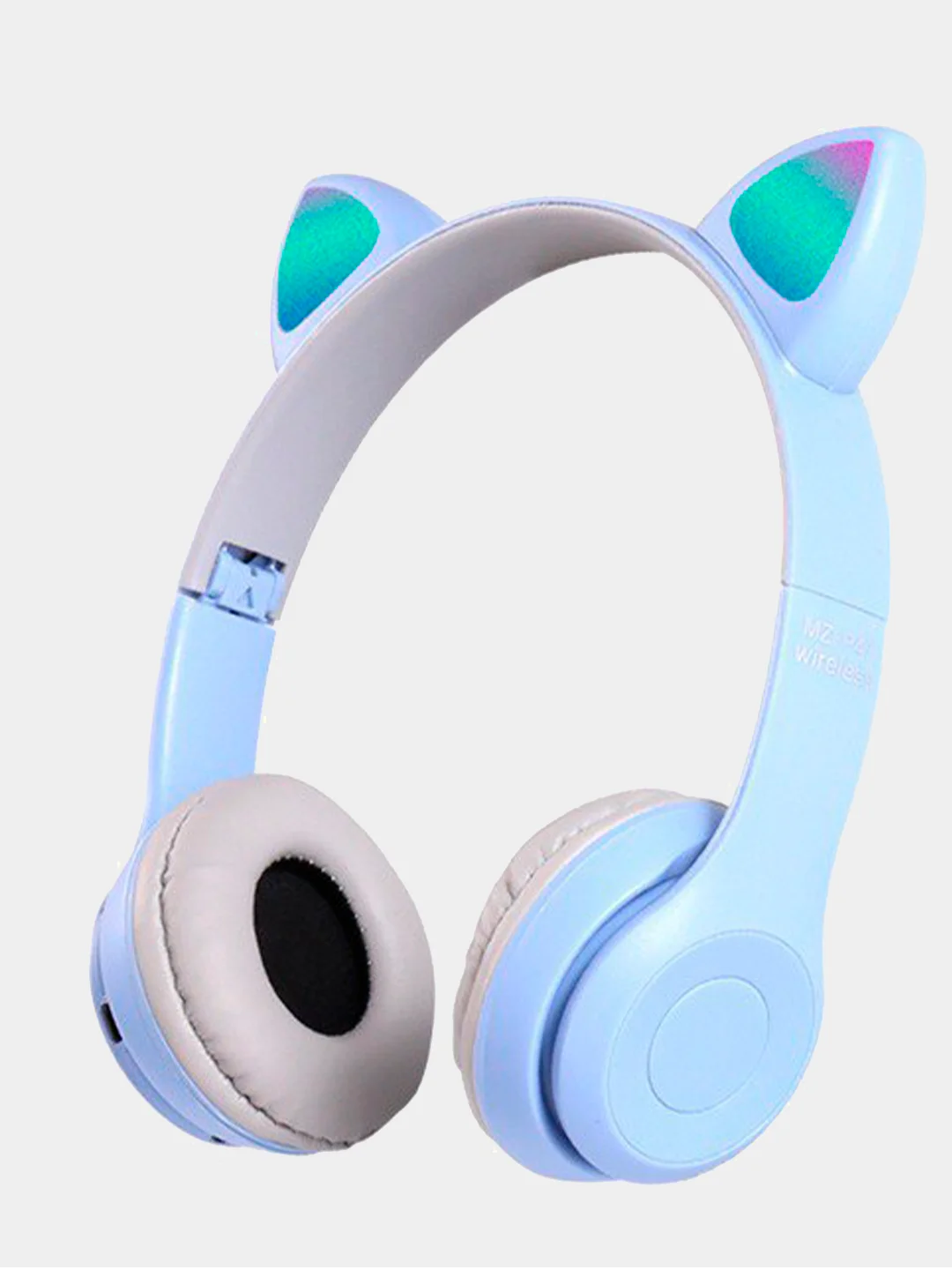 Голубой беспроводные наушники светящиеся ушки кошки MZ-P47 Bluetooth 5.0 с микрофоном, FM SD Mp3