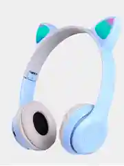 Голубой беспроводные наушники светящиеся ушки кошки MZ-P47 Bluetooth 5.0 с микрофоном, FM SD Mp3