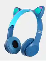 Голубой беспроводные наушники светящиеся ушки кошки MZ-P47 Bluetooth 5.0 с микрофоном, FM SD Mp3