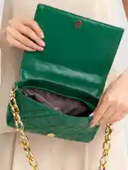 Зеленый женская сумка через плечо с цепью
