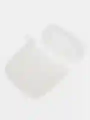 Серебряный силиконовый чехол для наушников Apple Airpods 1, 2. с принтом Nike, Nasa (Найк, Наса))