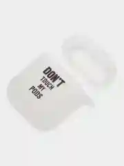 Серебряный силиконовый чехол для наушников Apple Airpods 1, 2. с принтом Nike, Nasa (Найк, Наса))