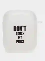 Серебряный силиконовый чехол для наушников Apple Airpods 1, 2. с принтом Nike, Nasa (Найк, Наса))