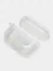 Синий чехол для Apple AirPods Pro 2 силиконовый прозрачный с принтом Nike, Nasa (Найк, Наса))