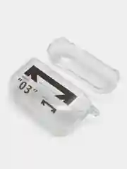 Бежевый чехол для Apple AirPods Pro 2 силиконовый прозрачный с принтом Nike, Nasa (Найк, Наса))