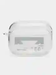 Бежевый чехол для Apple AirPods Pro 2 силиконовый прозрачный с принтом Nike, Nasa (Найк, Наса))