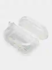 Бежевый чехол для Apple AirPods Pro 2 силиконовый прозрачный с принтом Nike, Nasa (Найк, Наса))
