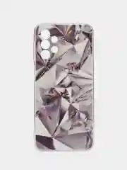 Серый металлик чехол силиконовый на Samsung Galaxy A23 / Самсунг А23 прозрачный с рисунком, защита камеры
