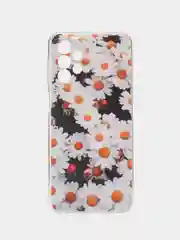 Золотой чехол силиконовый на Samsung Galaxy A23 / Самсунг А23 прозрачный с рисунком, защита камеры