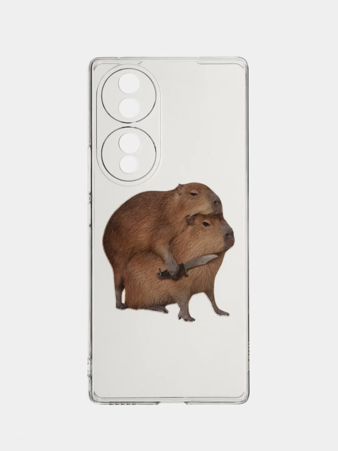 Бежевый силиконовый чехол на Honor 70 / Хонор 70 прозрачный, с рисунком, защита камеры