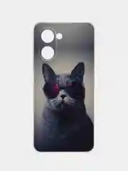 Синий меланж силиконовый чехол на Realme C33 / Реалми С33 прозрачный, с рисунком, защита камеры