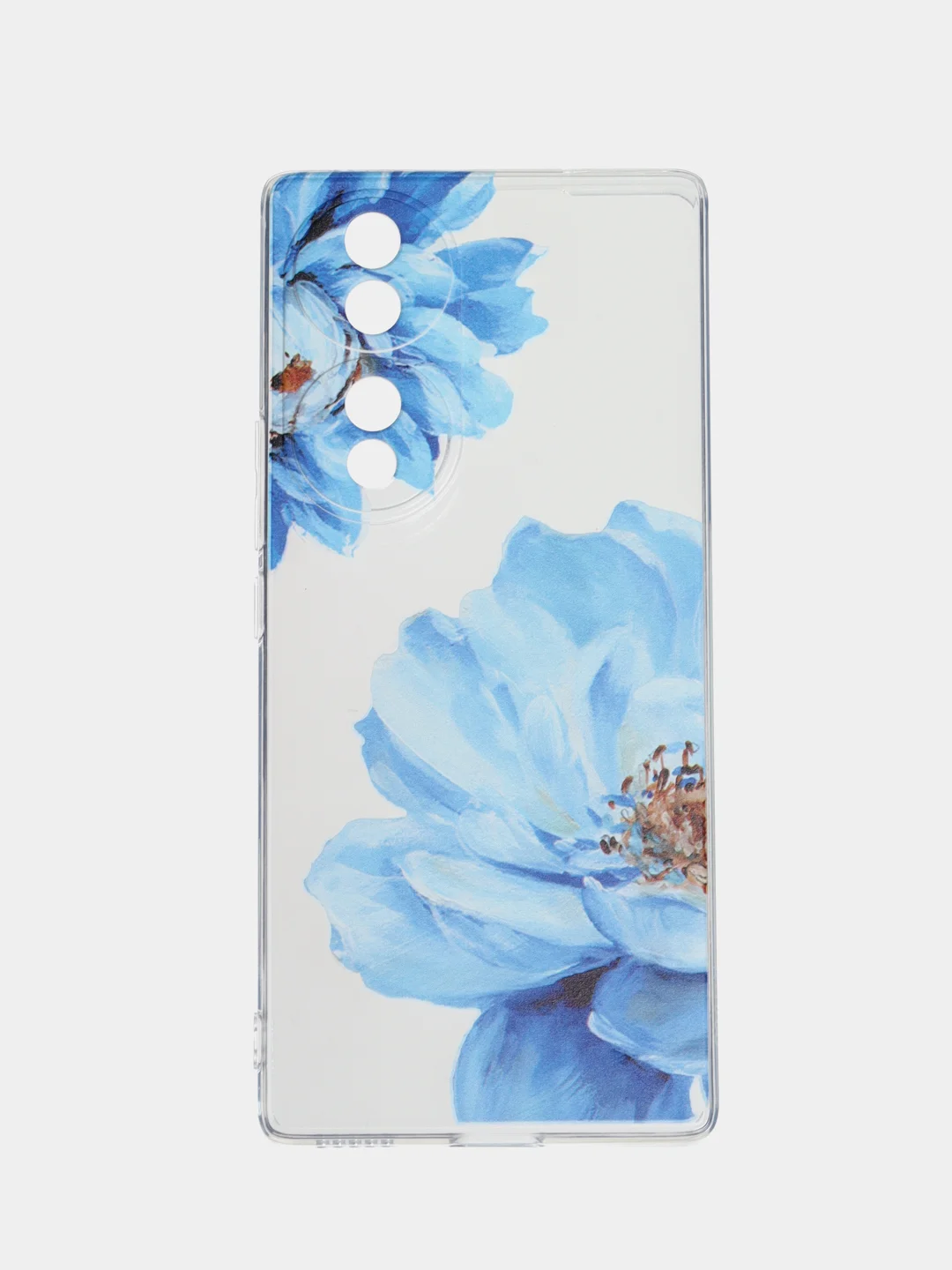 Лазурный силиконовый чехол на Honor 70 / Хонор 70 прозрачный, с рисунком, защита камеры