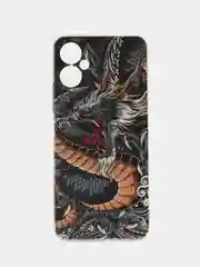 Коричневый чехол на Tecno Spark 9 Pro / Текно Спарк 9 Про прозрачный, с рисунком, защита камеры