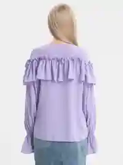 Лавандовый рубашка женская, с рюшами