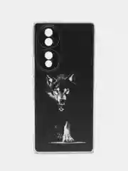 Серый меланж силиконовый чехол на Honor 70 / Хонор 70 прозрачный, с рисунком, защита камеры