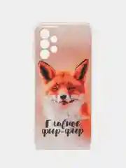Оранжевый чехол силиконовый на Samsung Galaxy A23 / Самсунг А23 прозрачный с рисунком, защита камеры