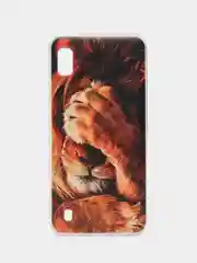 Светло-бежевый силиконовый чехол на Samsung Galaxy A10 / Самсунг А10 прозрачный с рисунком, защита камеры